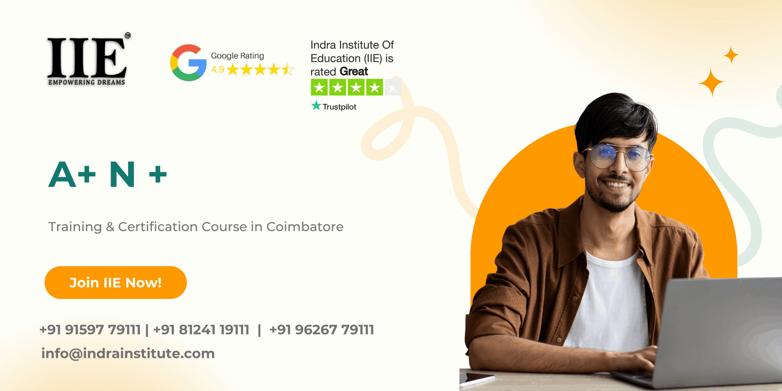 A+ N+ Training & Certification Course at Indra Institute of Education (IIE) in Coimbatore.