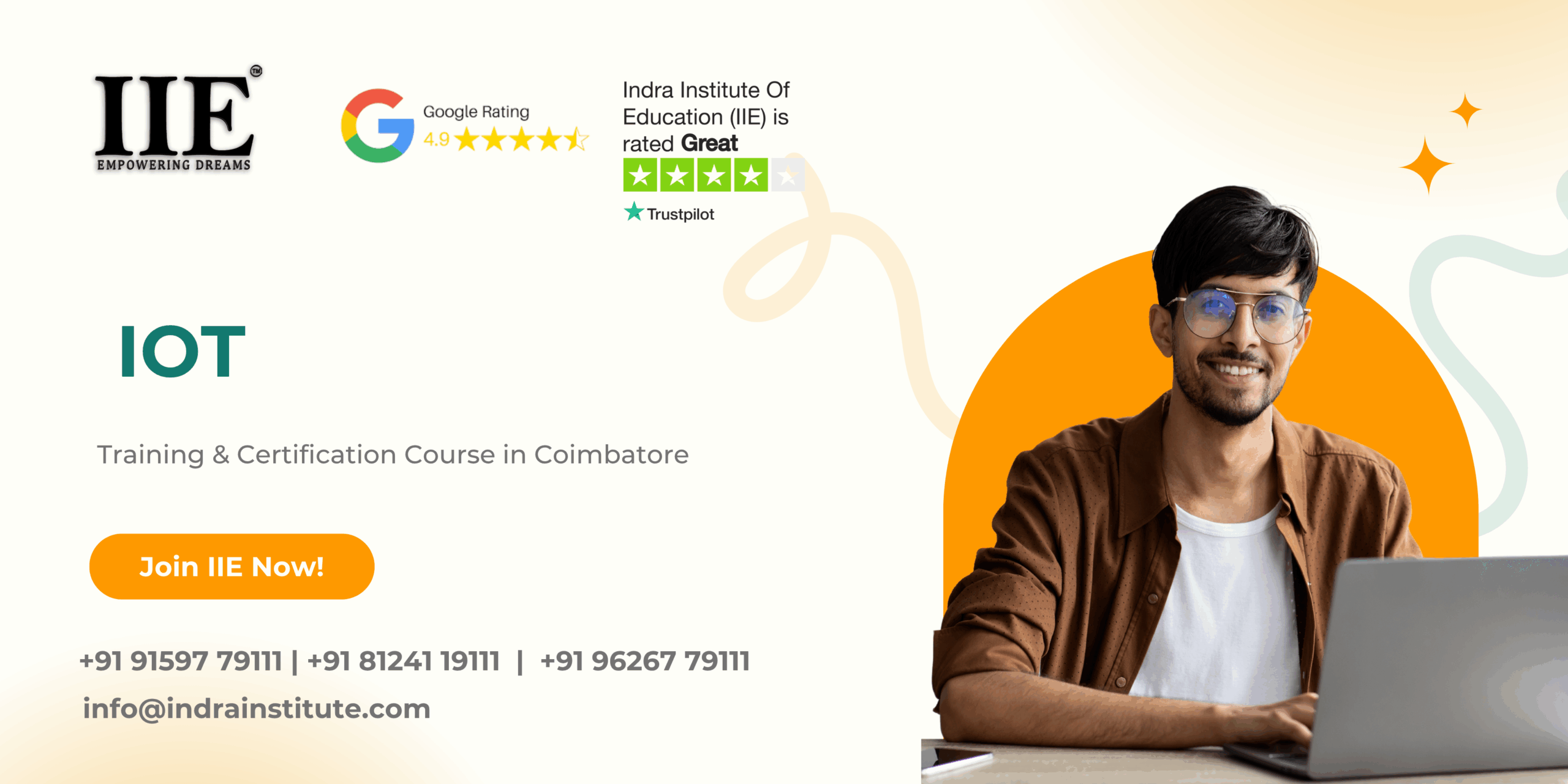 Coimbatore IIE IoT training and certification with high Google rating and Trustpilot reviews banner